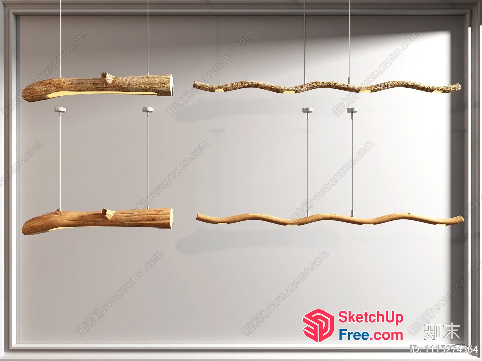 Suspended Wooden Branches With Soft Lighting 3D SketchUp File