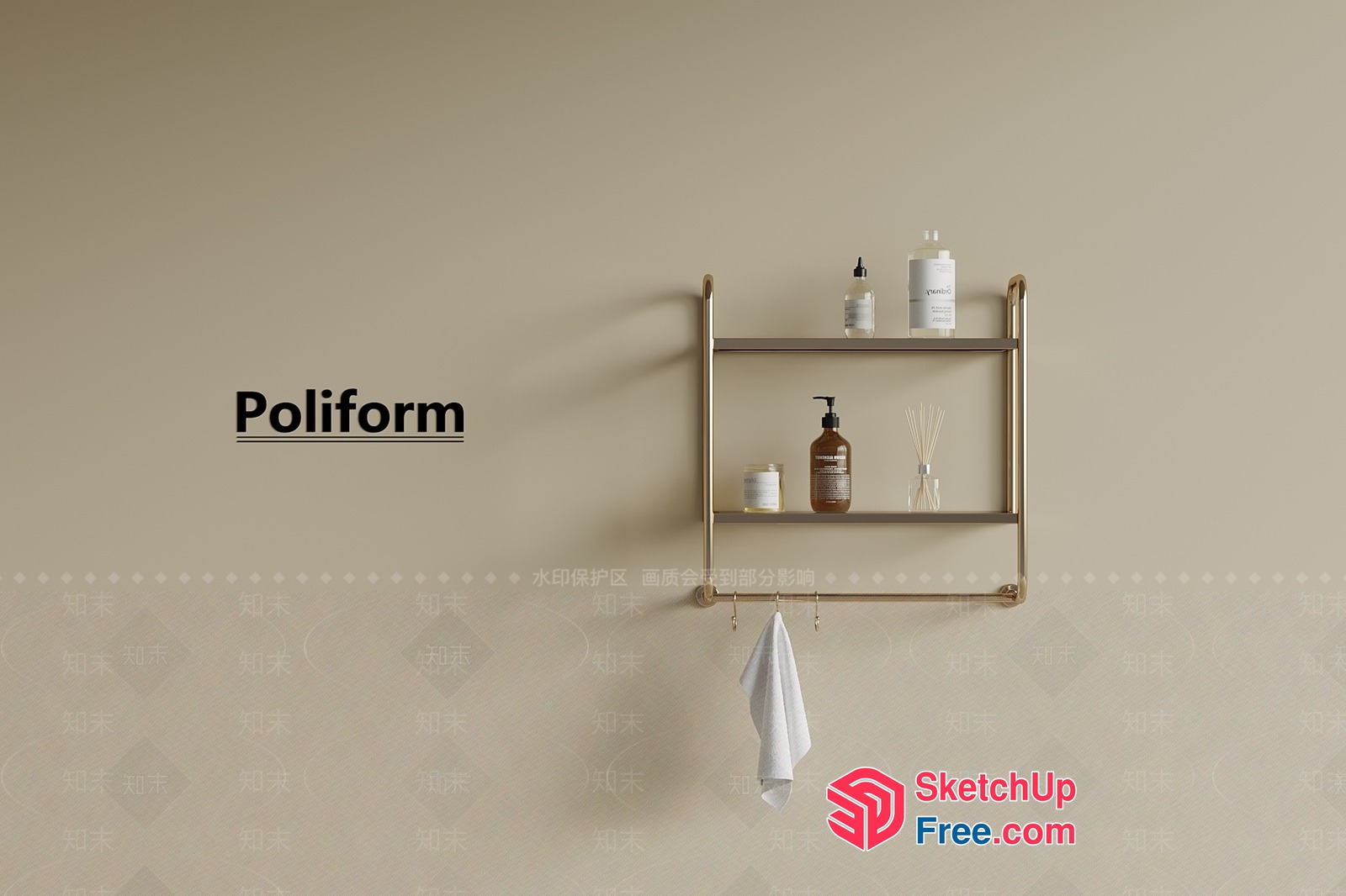 Poliform Bathroom Shelf With Towel Holder 3D SketchUp File