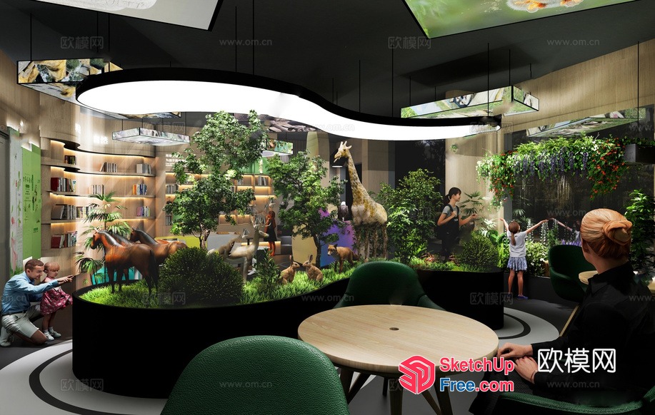 Animal And Plant Decorated Interior Space 3D SketchUp File
