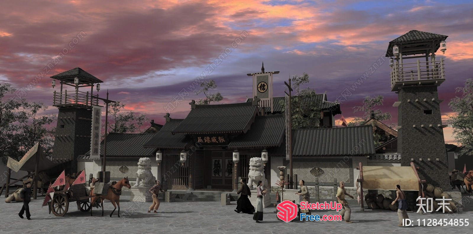 Traditional Asian Village Scene 3D SketchUp File