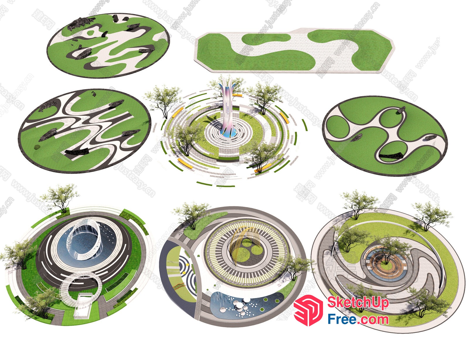 Modern Green Park Design 3D SketchUp File
