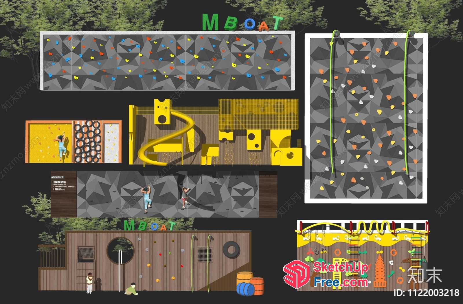 Outdoor Rock Climbing Wall And Playground 3D SketchUp File