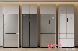 Three Tall Modern Kitchen Cabinets 3D SketchUp File