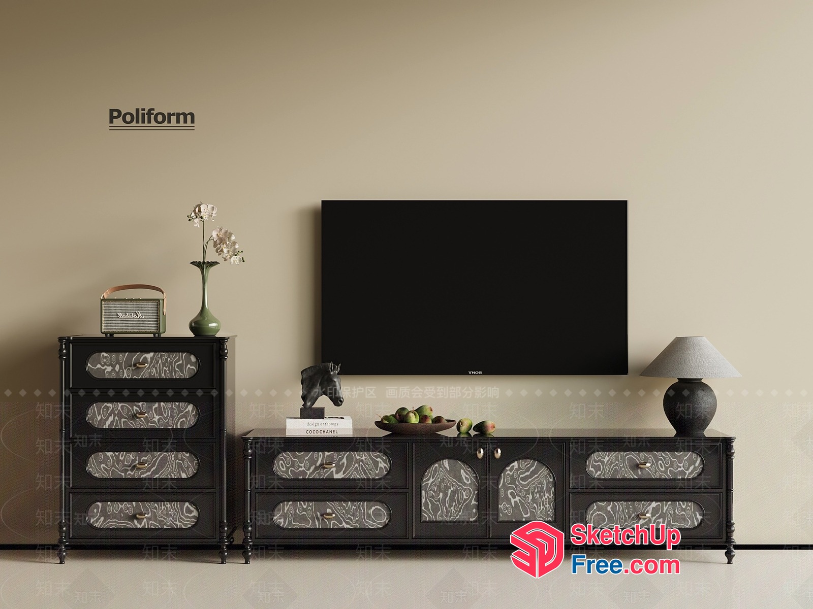 Elegant Black And Gray Furniture Collection 3D SketchUp File