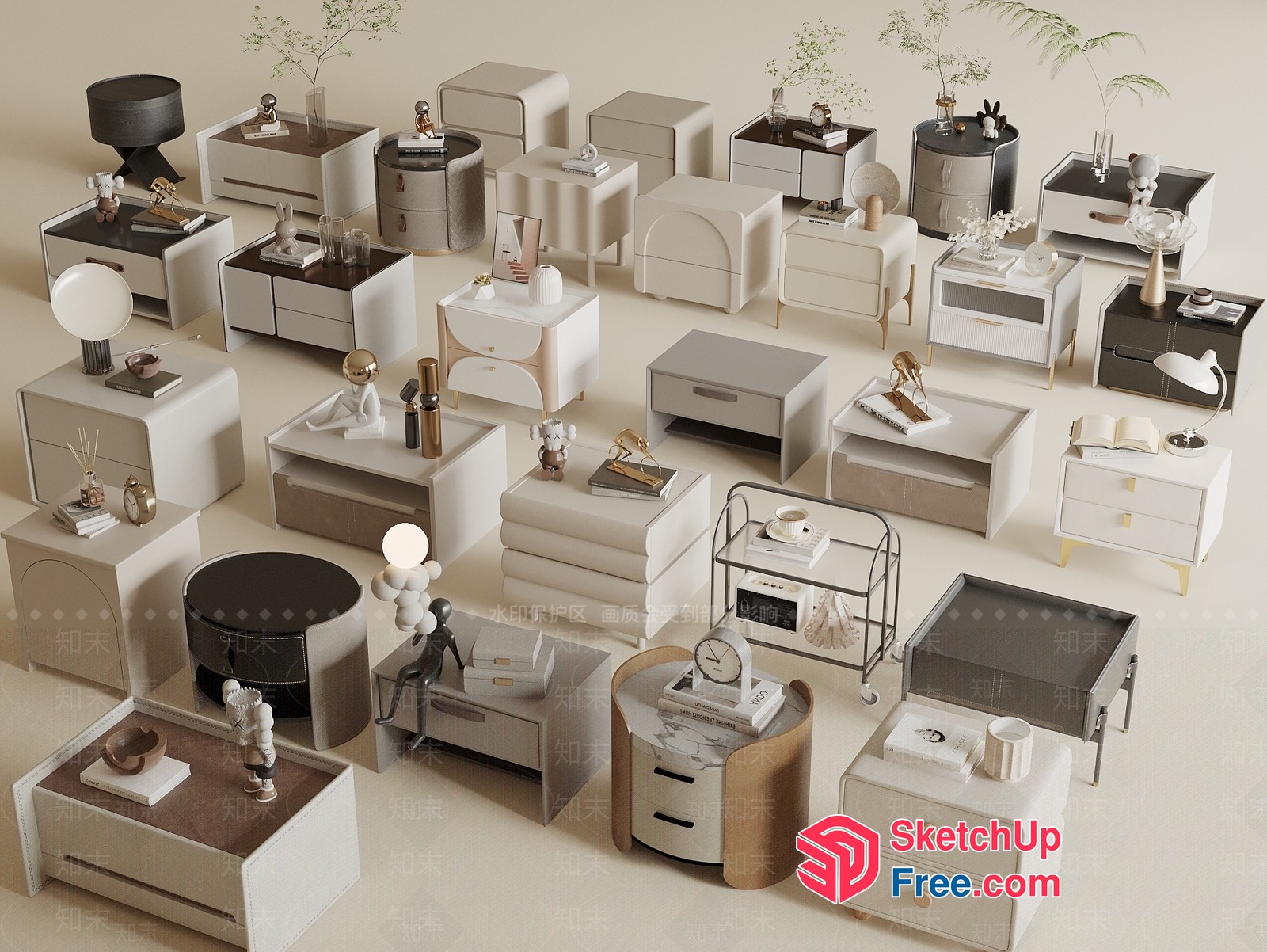 Modern Furniture Arrangement With Neutral Color Palette 3D SketchUp File