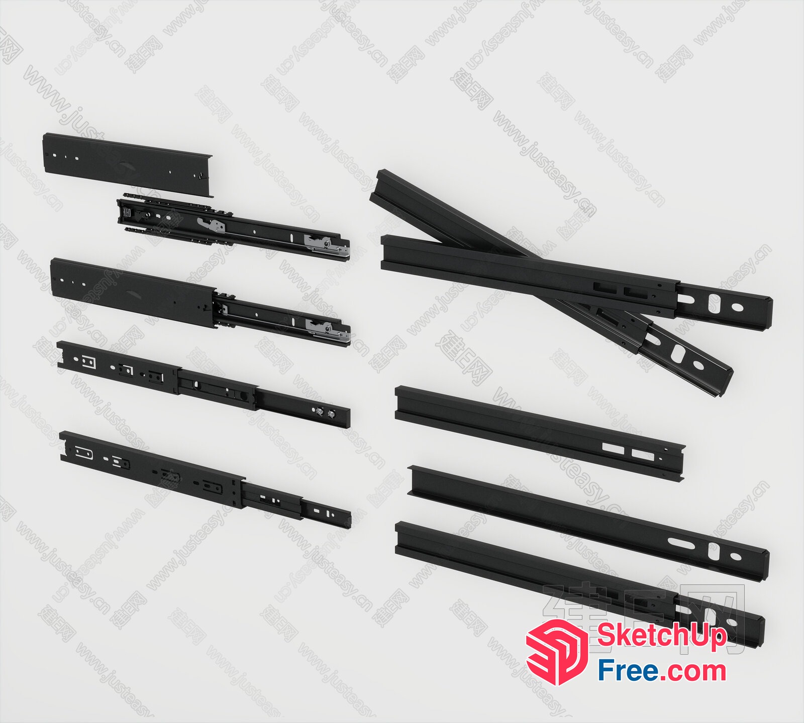 Black Metal Hardware Parts For Furniture And Cabinets 3D SketchUp File