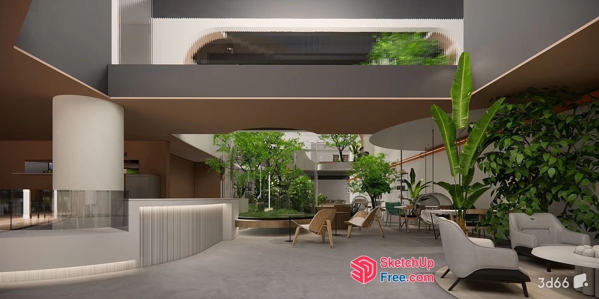 Modern Contemporary Interior Design With Greenery 3D SketchUp File