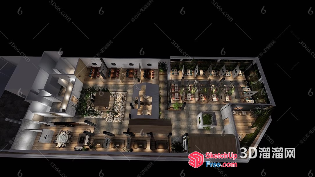 3D Rendering Of A Modern, Spacious Living Room With A Dining Area And Kitchen 3D SketchUp File