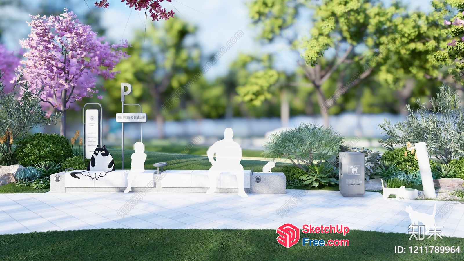 Outdoor Seating Area With Unique Animal Decorations 3D SketchUp File
