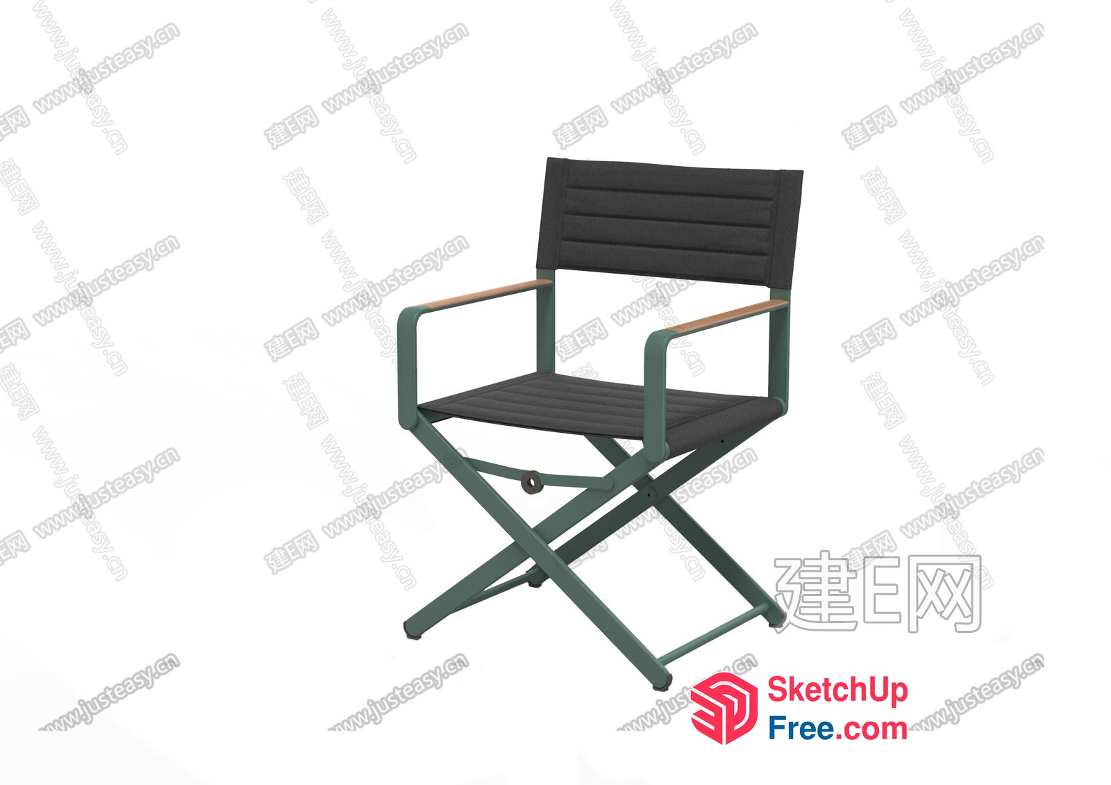 Modern Green Metal Frame Chair With Grey Fabric Seat 3D SketchUp File