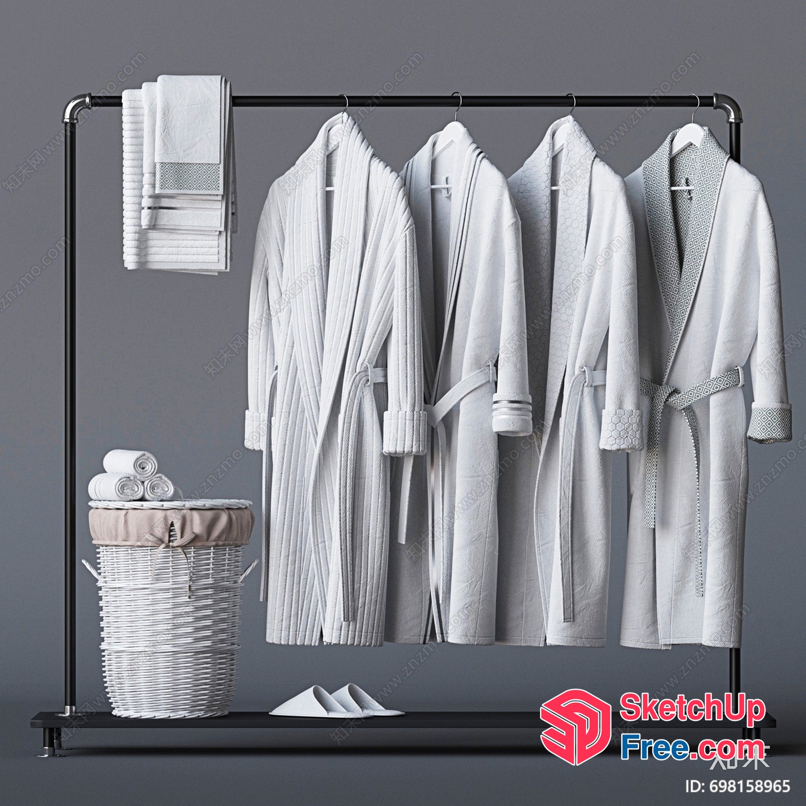 Robes And Towels On A Rack 3D SketchUp File