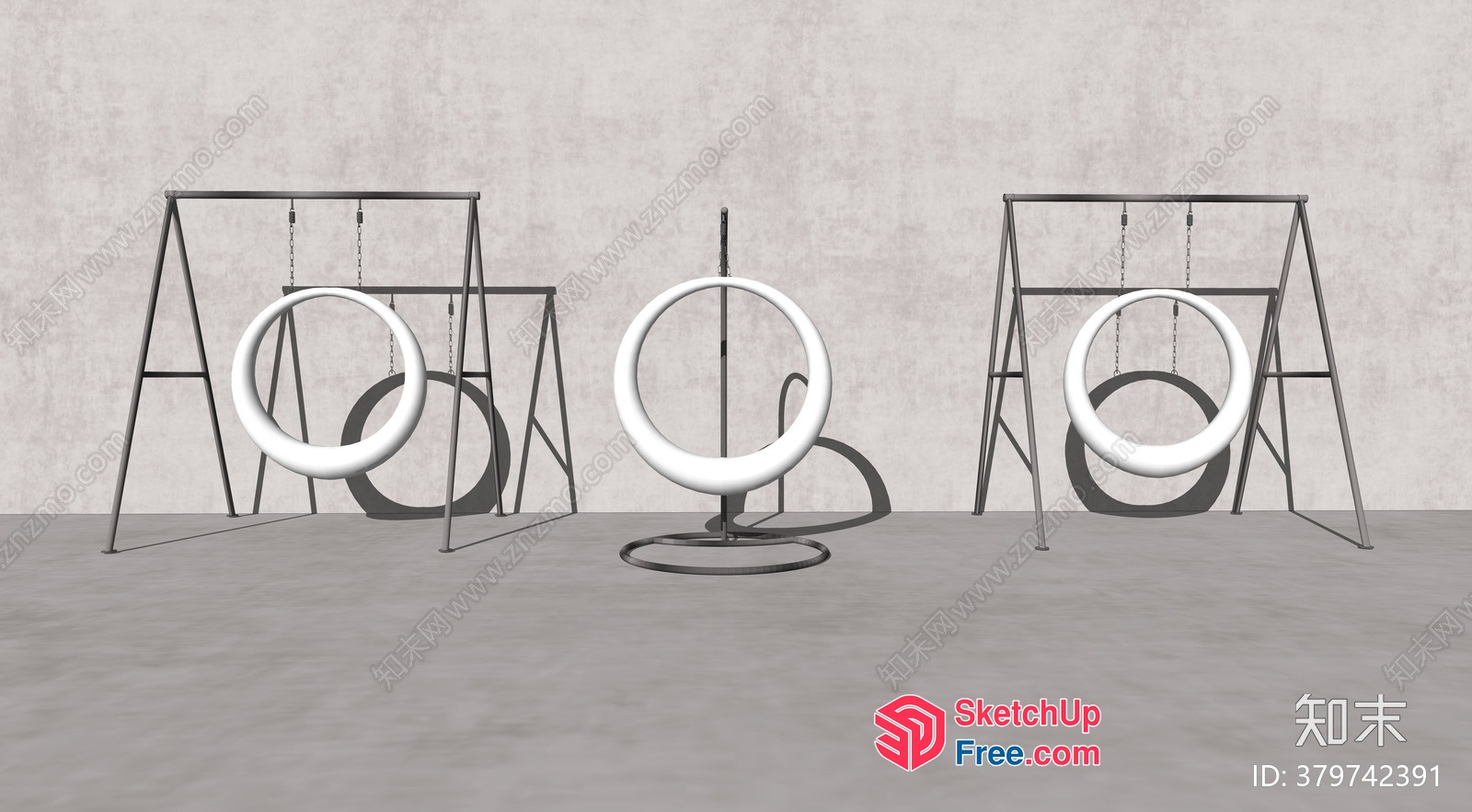 Simple Yet Elegant White Ring Chairs And Swing Sets 3D SketchUp File