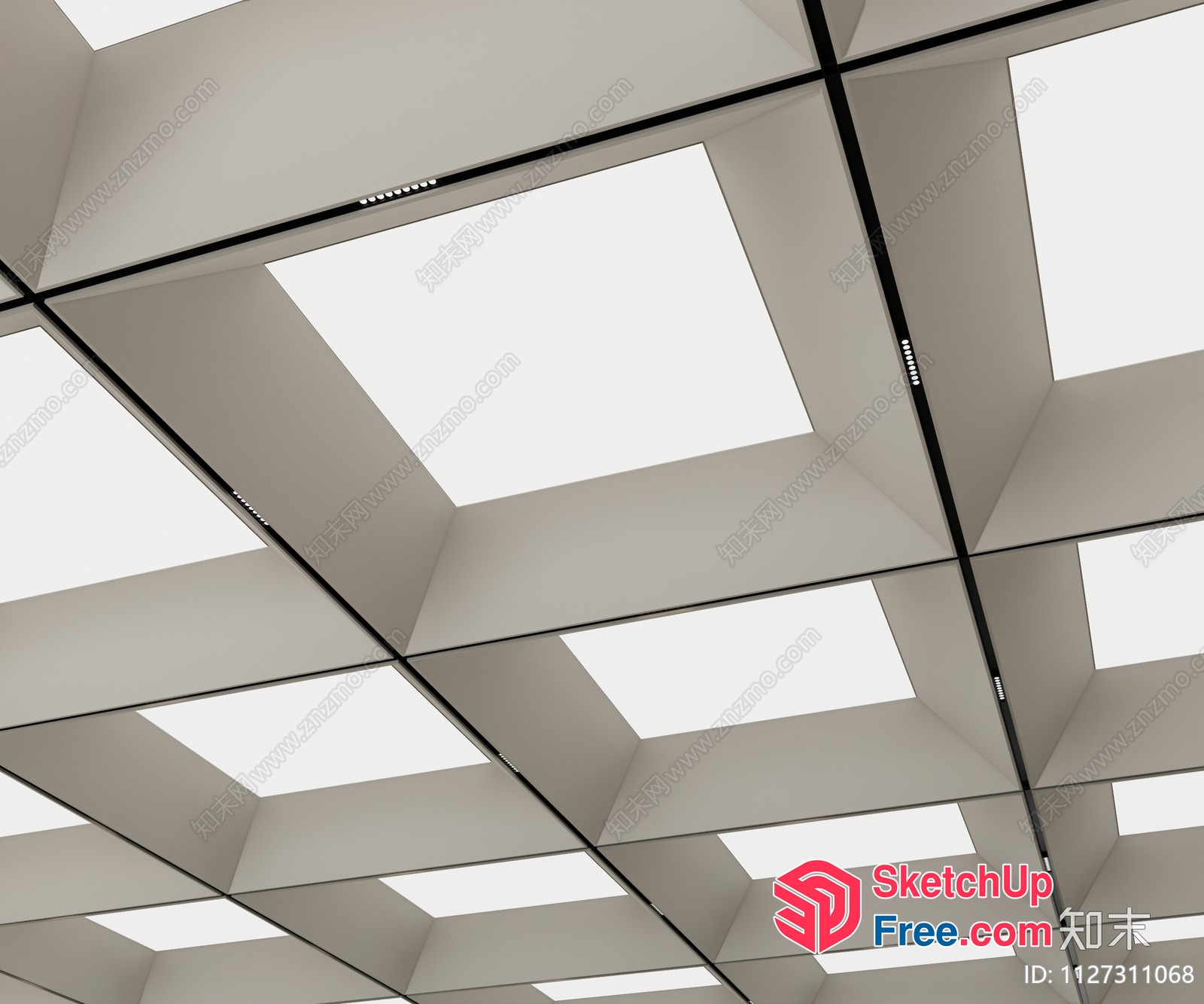 White Ceiling Tiles With Square Cutouts 3D SketchUp File