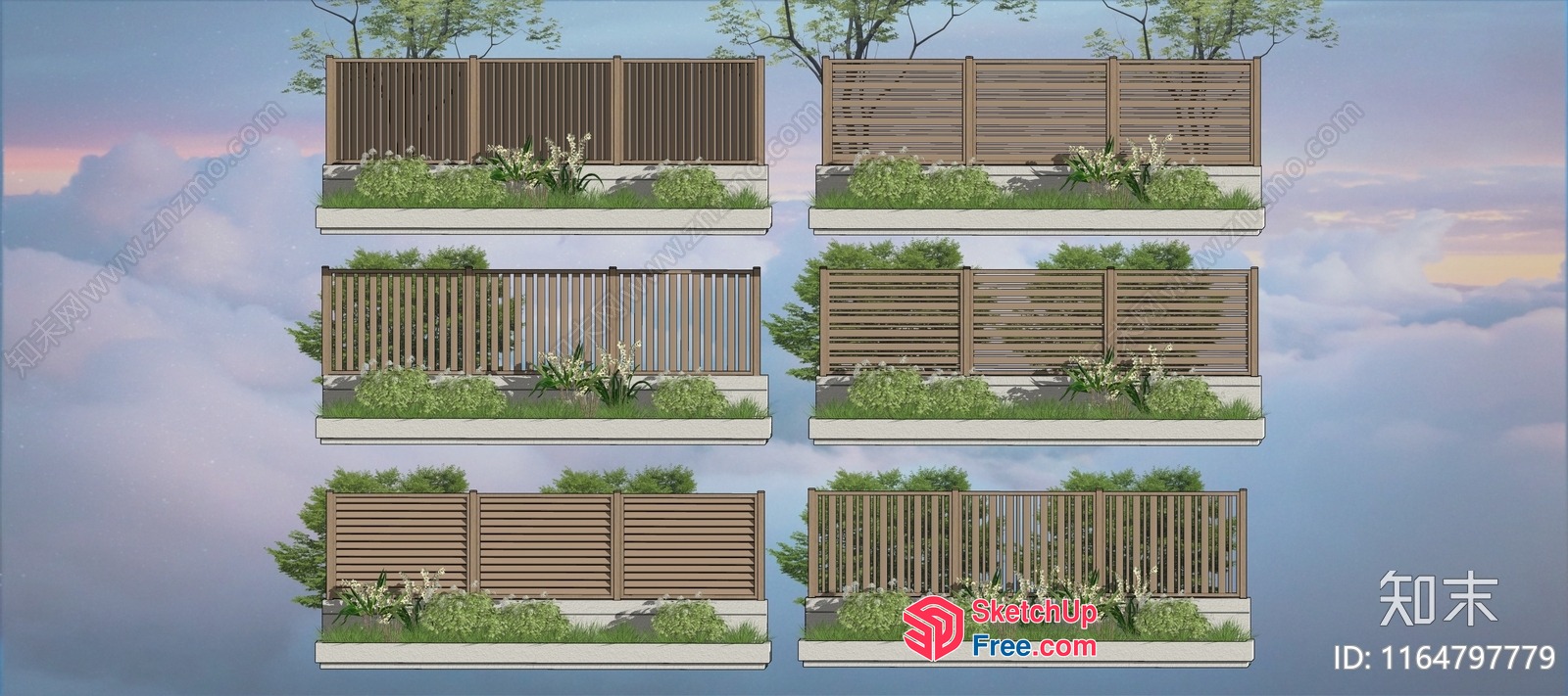 Modern Wood Fences In Various Styles 3D SketchUp File