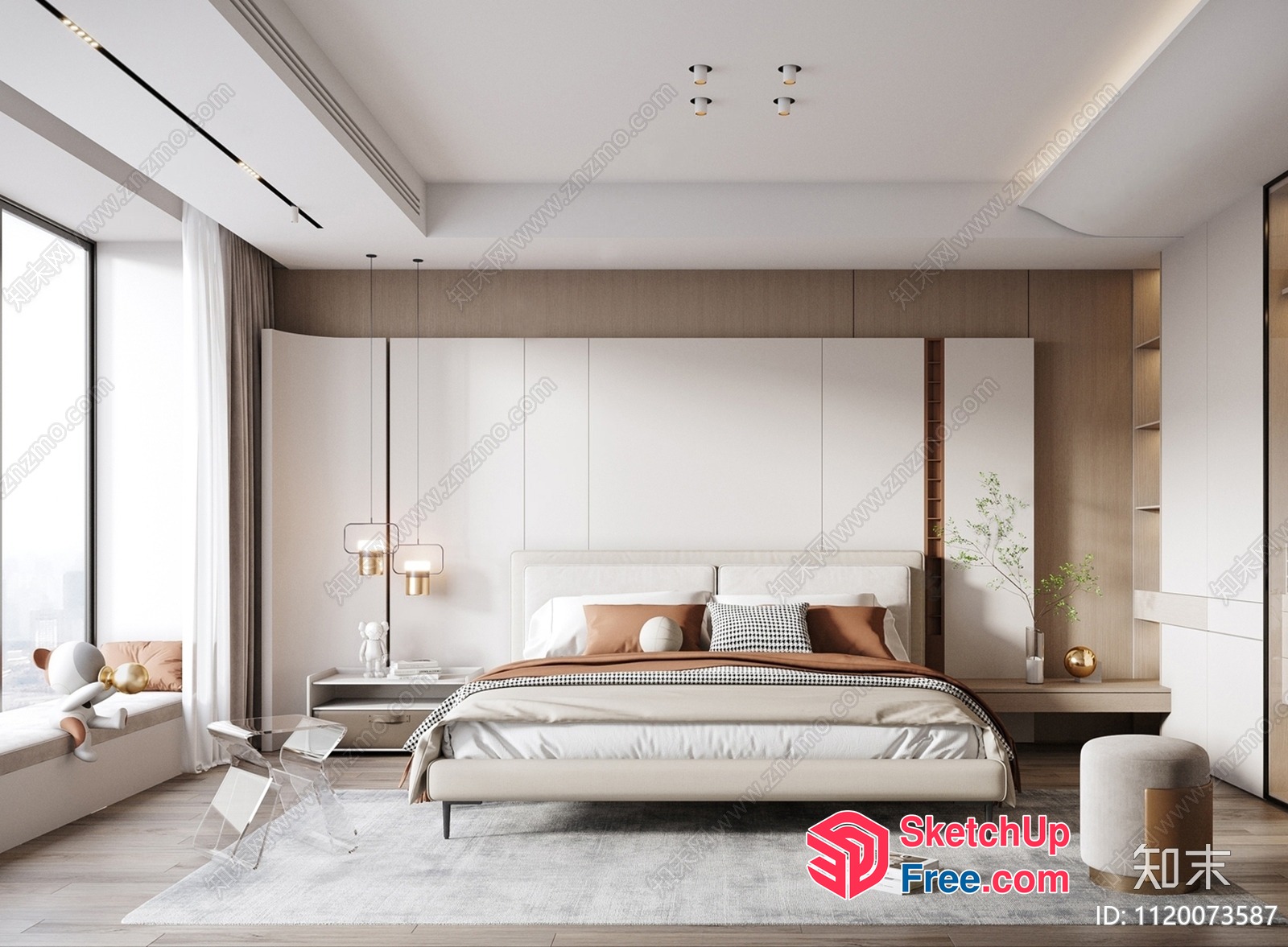 Modern Minimalist Bedroom With Sleek Furniture And Natural Light 3D SketchUp File