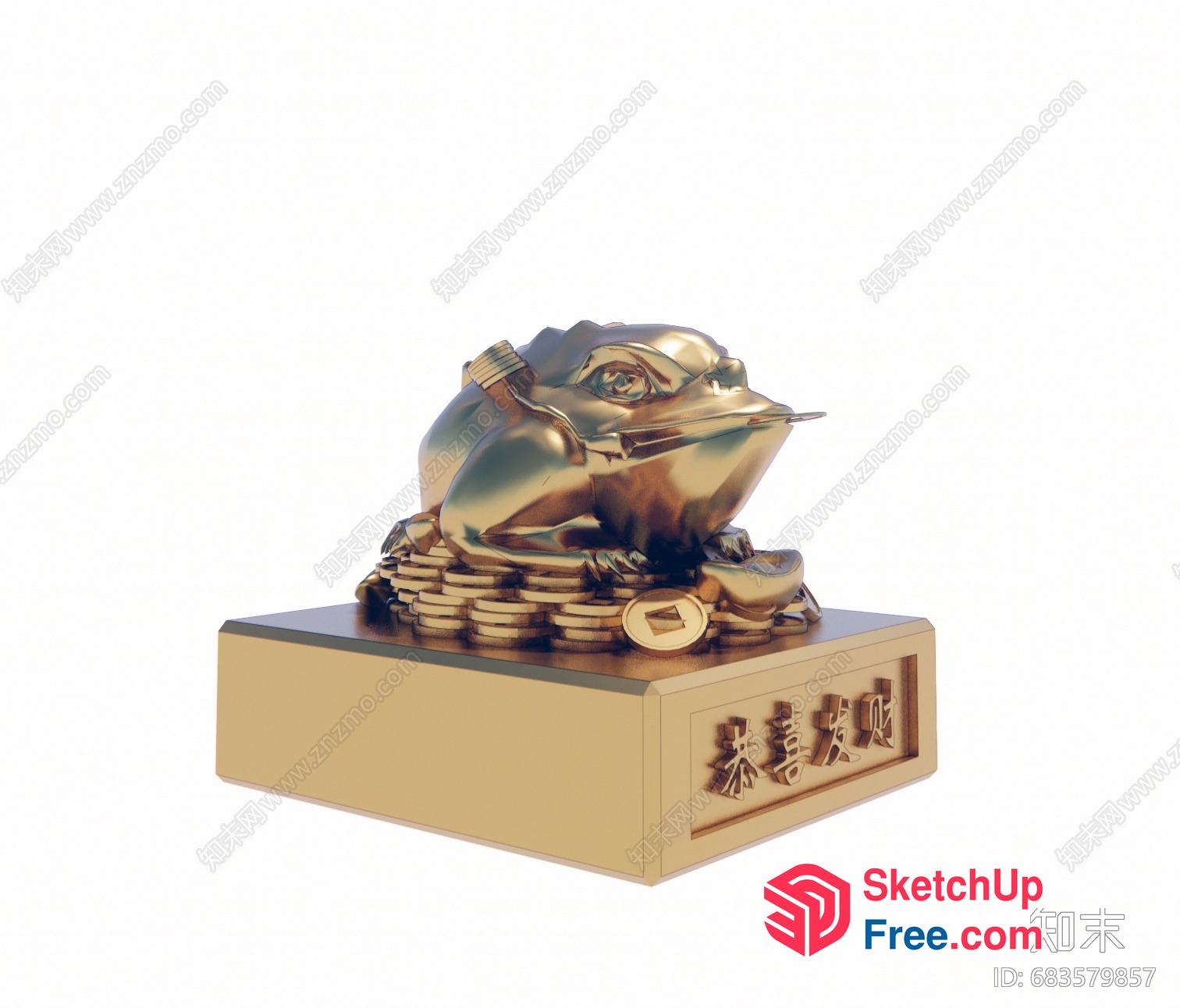 Golden Frog On A Stack Of Coins 3D SketchUp File