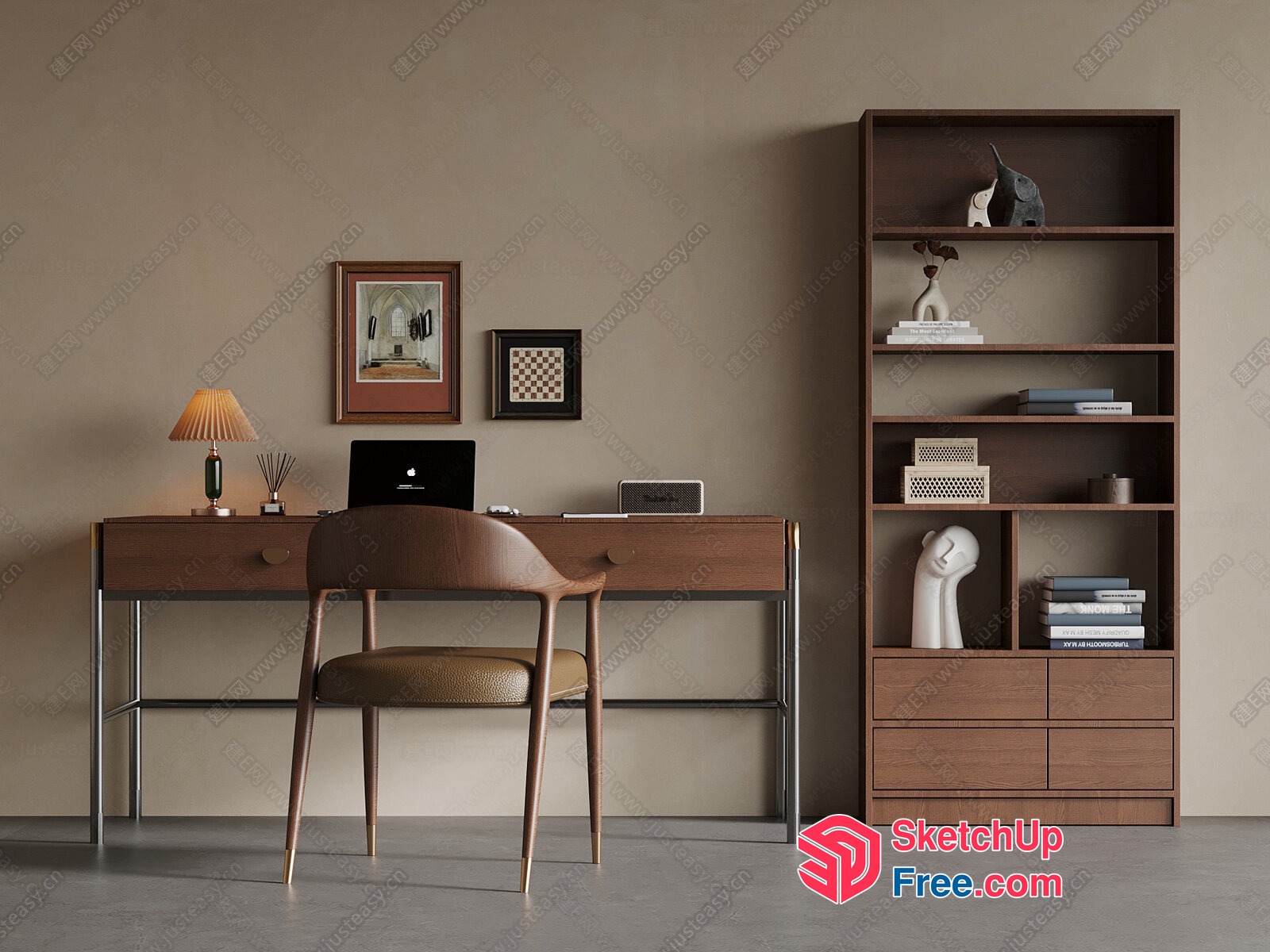Mid-Century Modern Office Space With Sleek Furniture 3D SketchUp File