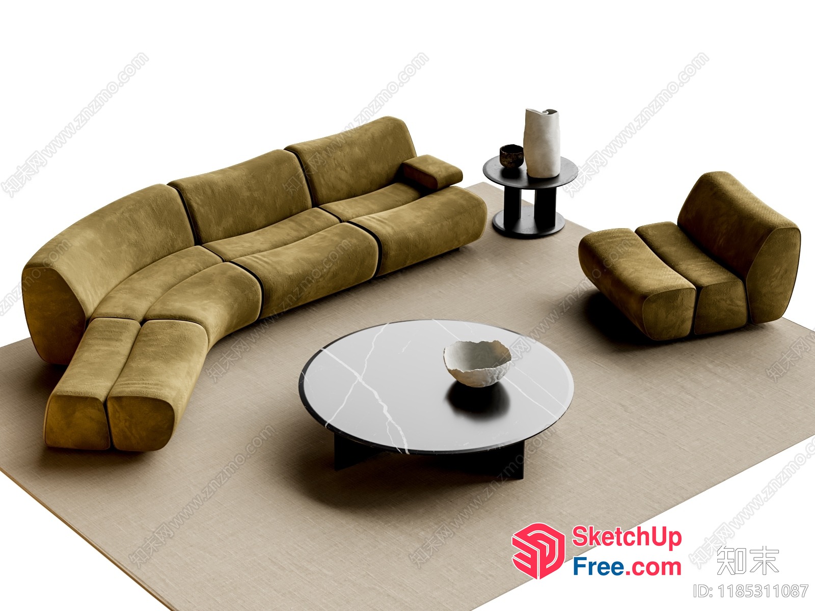 Modern Minimalist Living Room Furniture Set 3D SketchUp File
