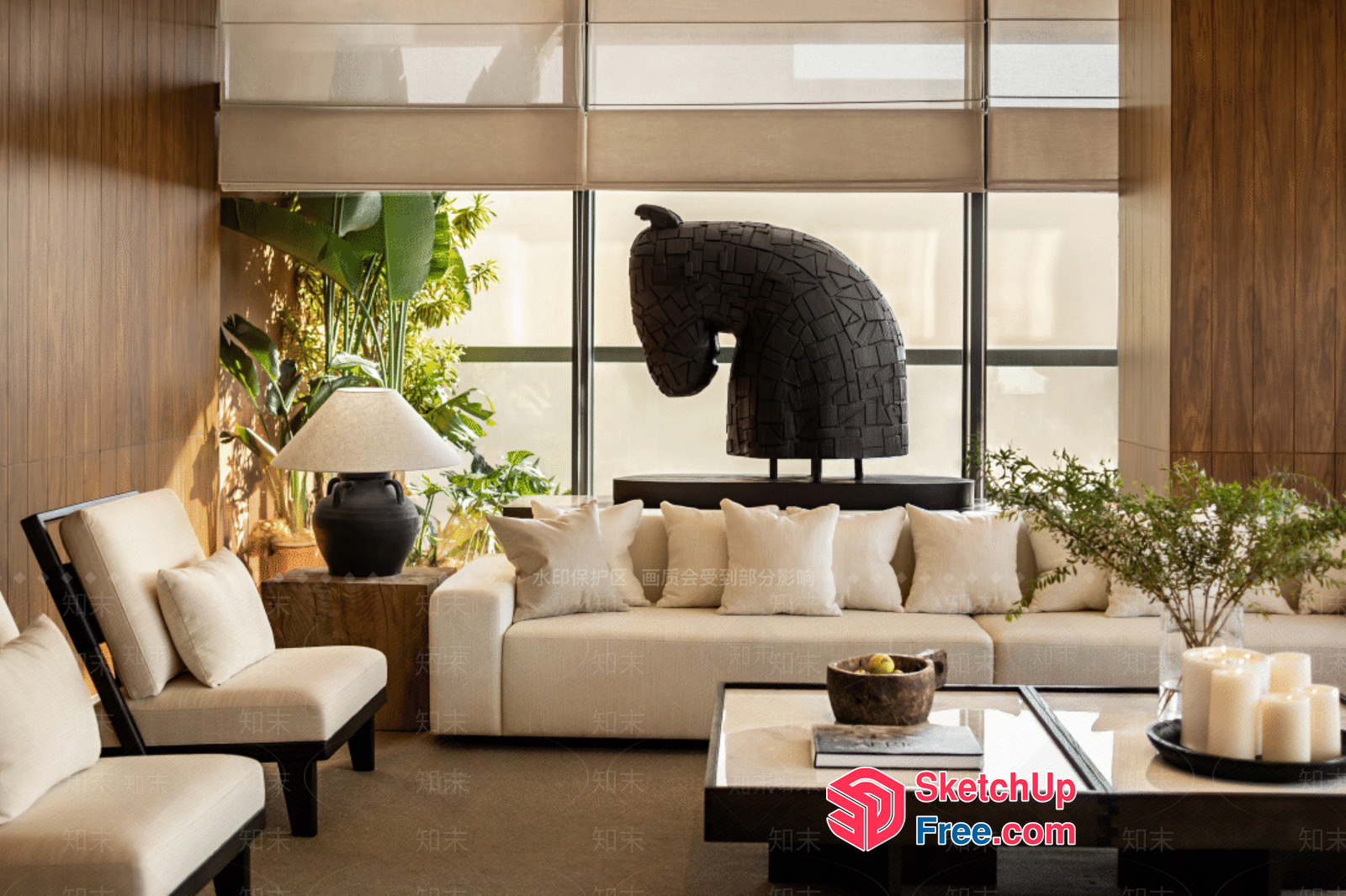 Modern Living Room With Natural Light And Artistic Touches 3D SketchUp File