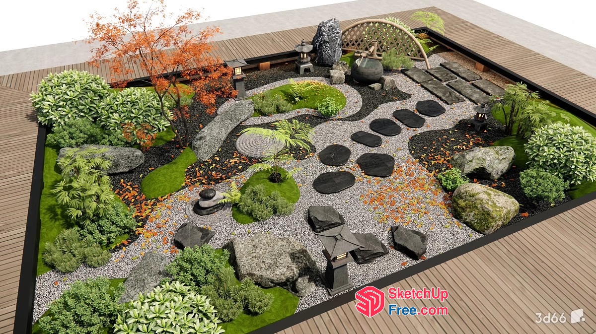 Serene Japanese Garden Oasis 3D SketchUp File