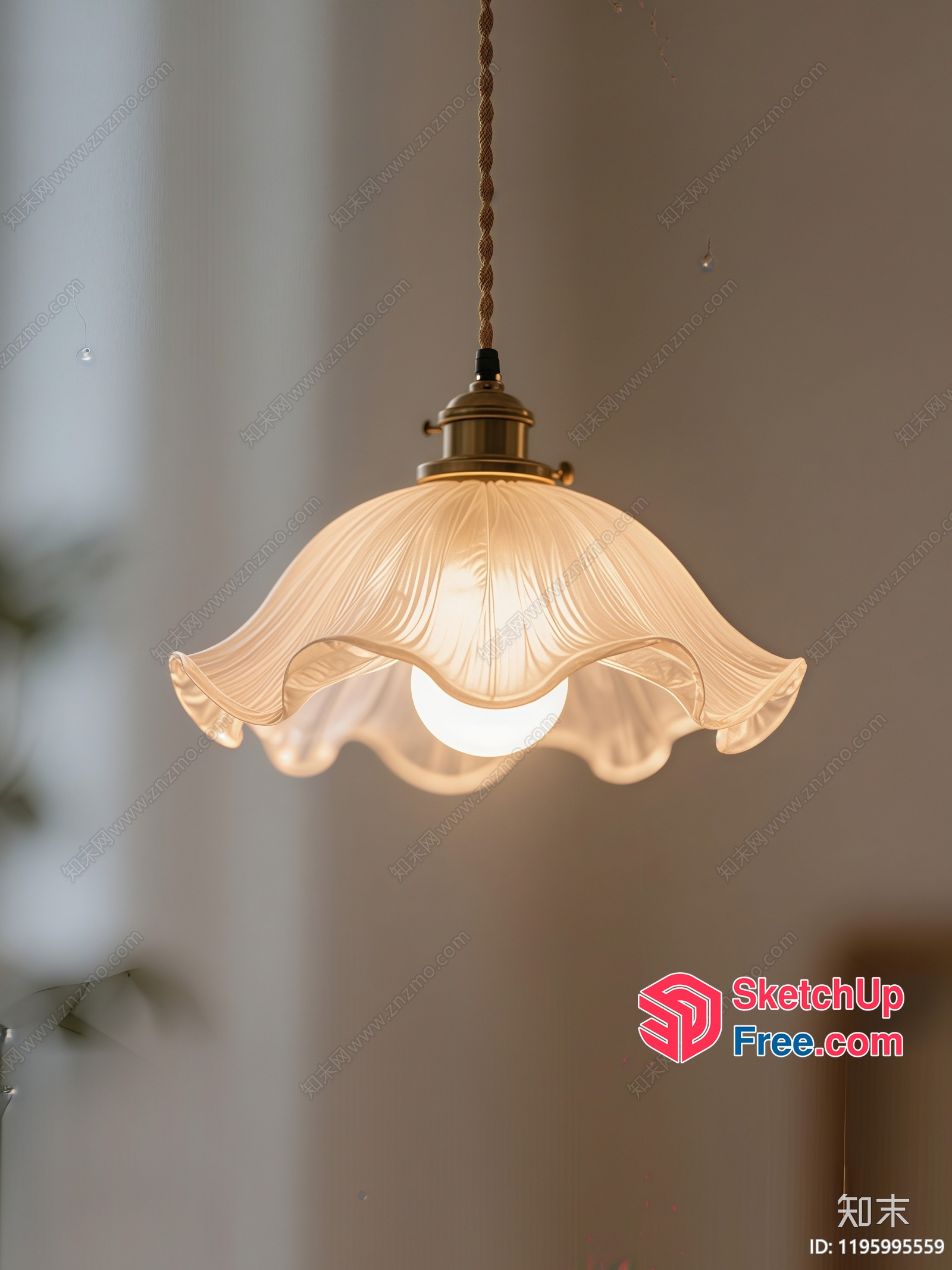 Elegant Hanging Light Fixture With Glass Shade 3D SketchUp File