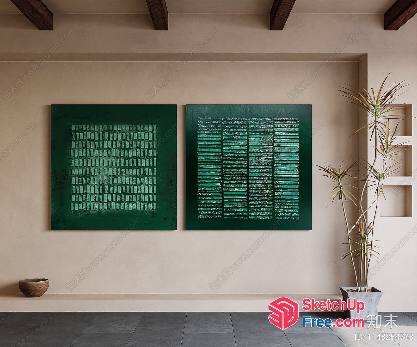 Modern Green Wall Art Gallery 3D SketchUp File