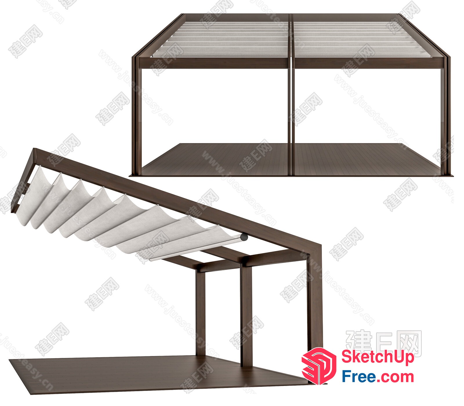 Staircase With Glass Railing And Wooden Handrail 3D SketchUp File