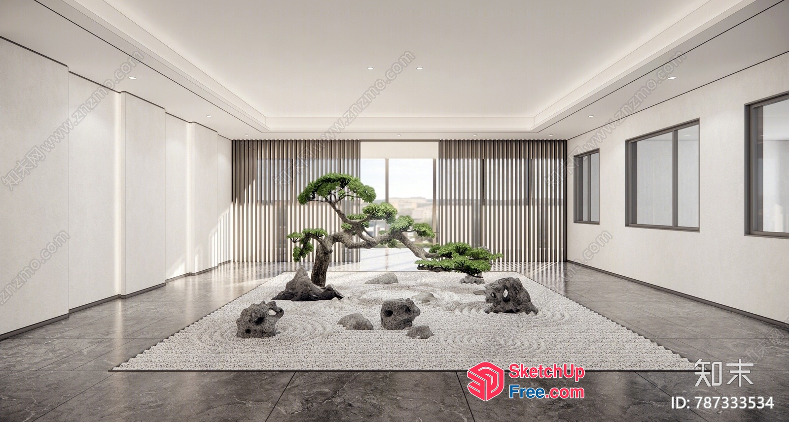 Serene Japanese-Inspired Interior With Minimalist Decor 3D SketchUp File