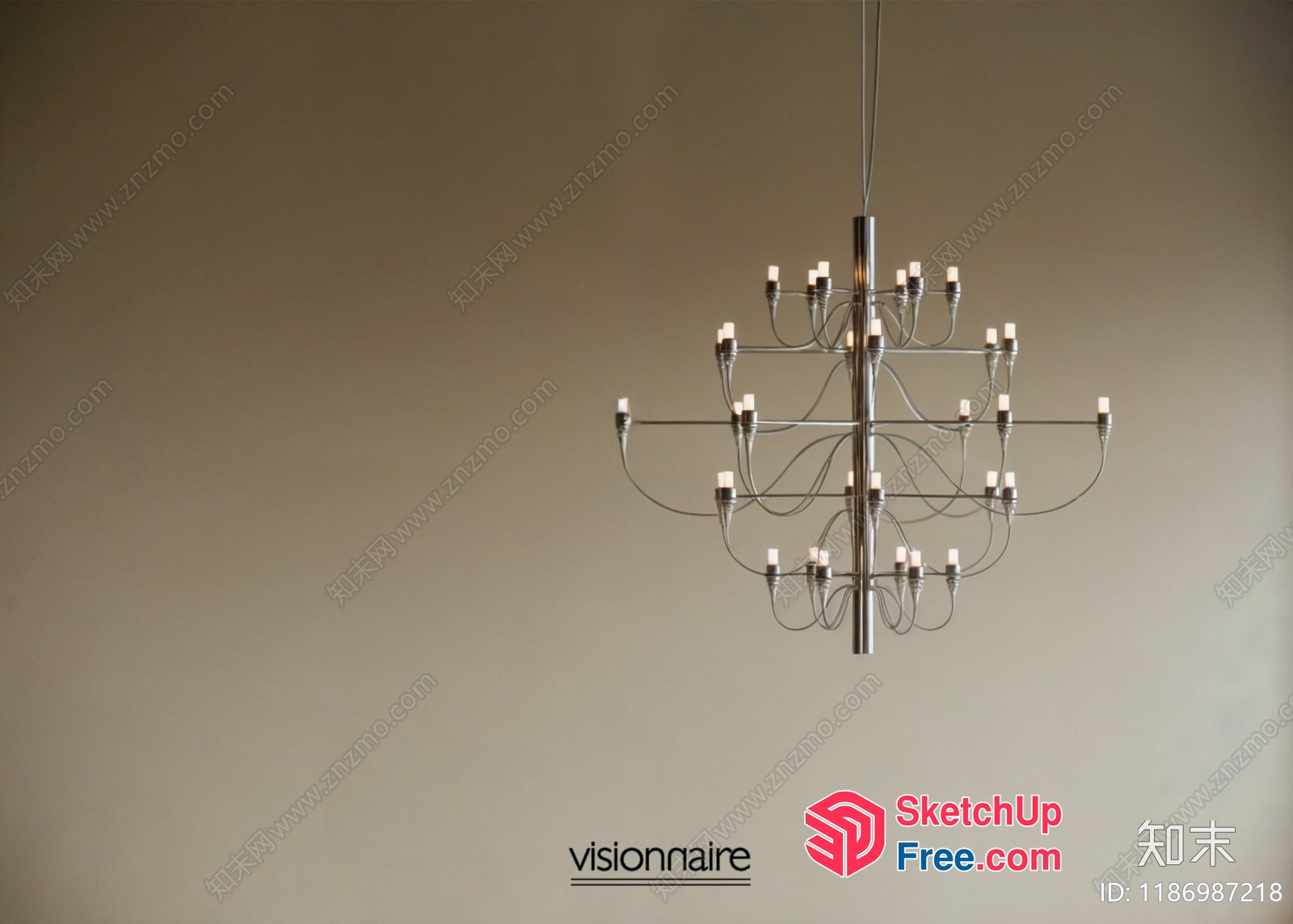 Elegant Silver Chandelier 3D SketchUp File