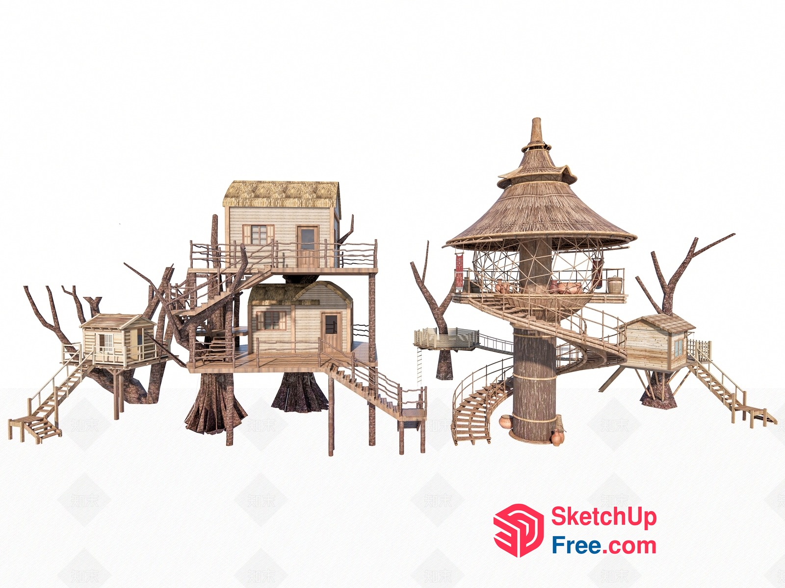 Futuristic Treehouse Village 3D SketchUp File