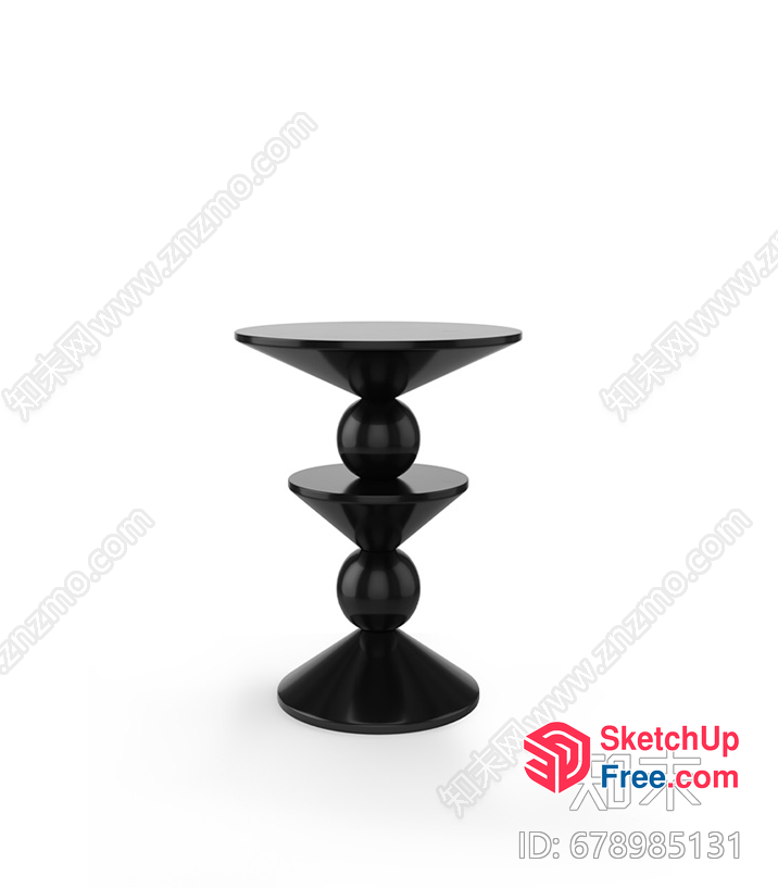Black Glossy Side Table With Unique Design 3D SketchUp File
