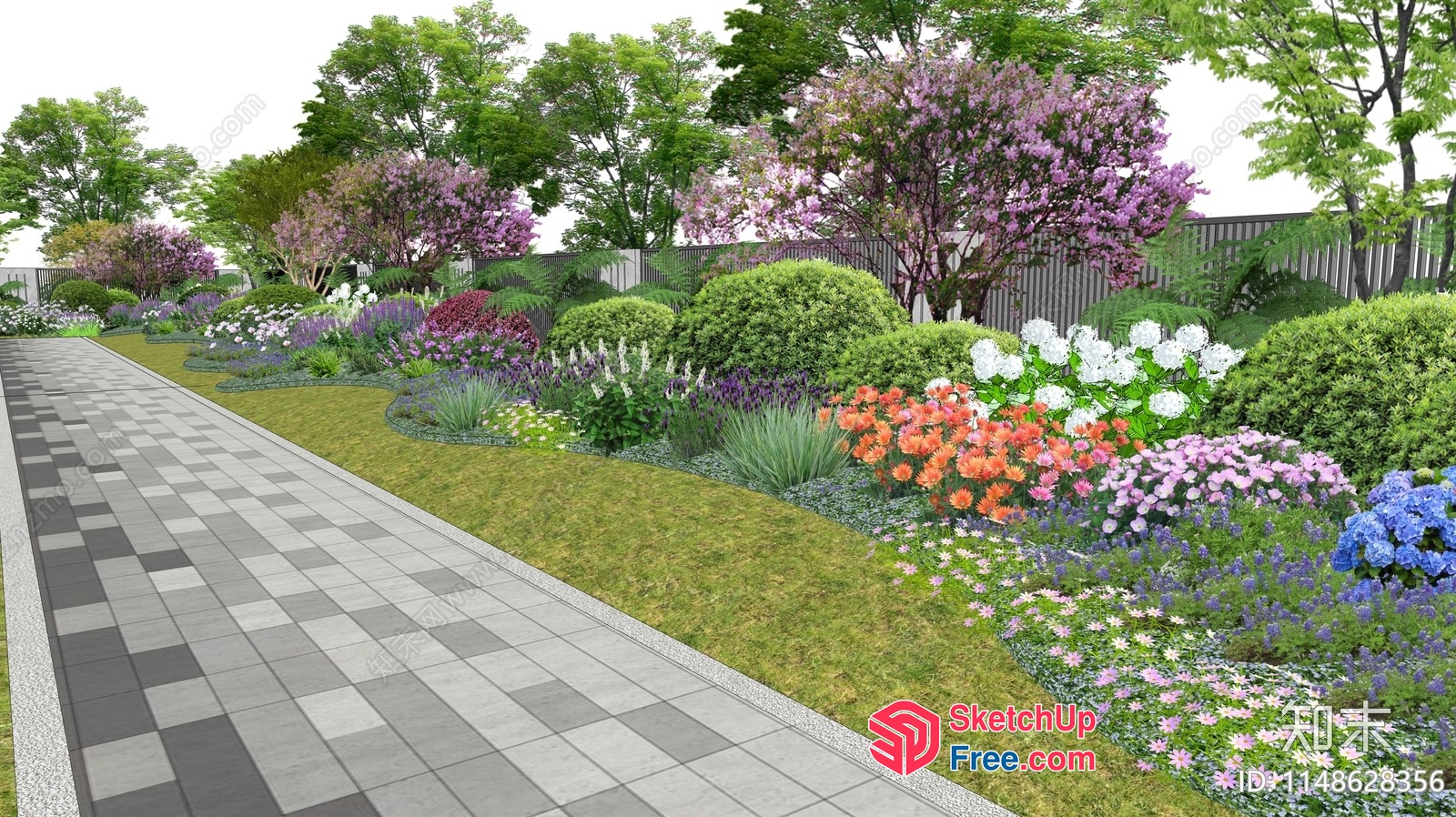 Serene Garden Pathway 3D SketchUp File