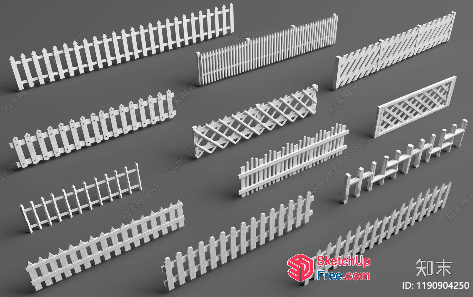White Picket Fences Collection 3D SketchUp File