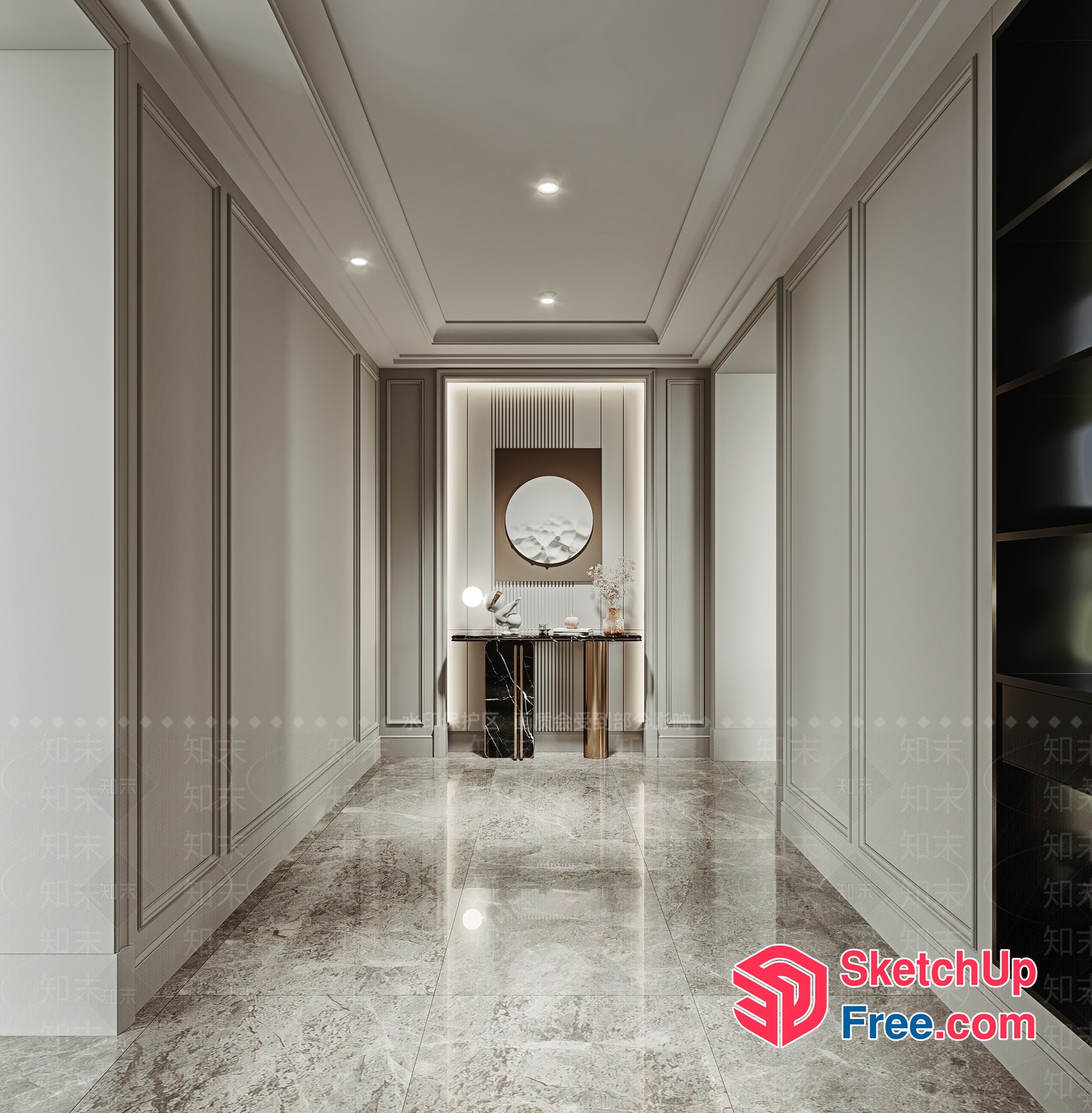 Luxurious Modern Interior Design Hallway 3D SketchUp File