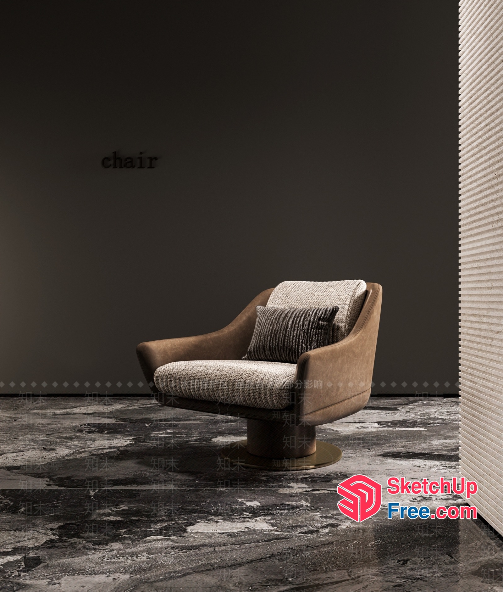 Comfortable Modern Armchair With Pillows And Cushions 3D SketchUp File