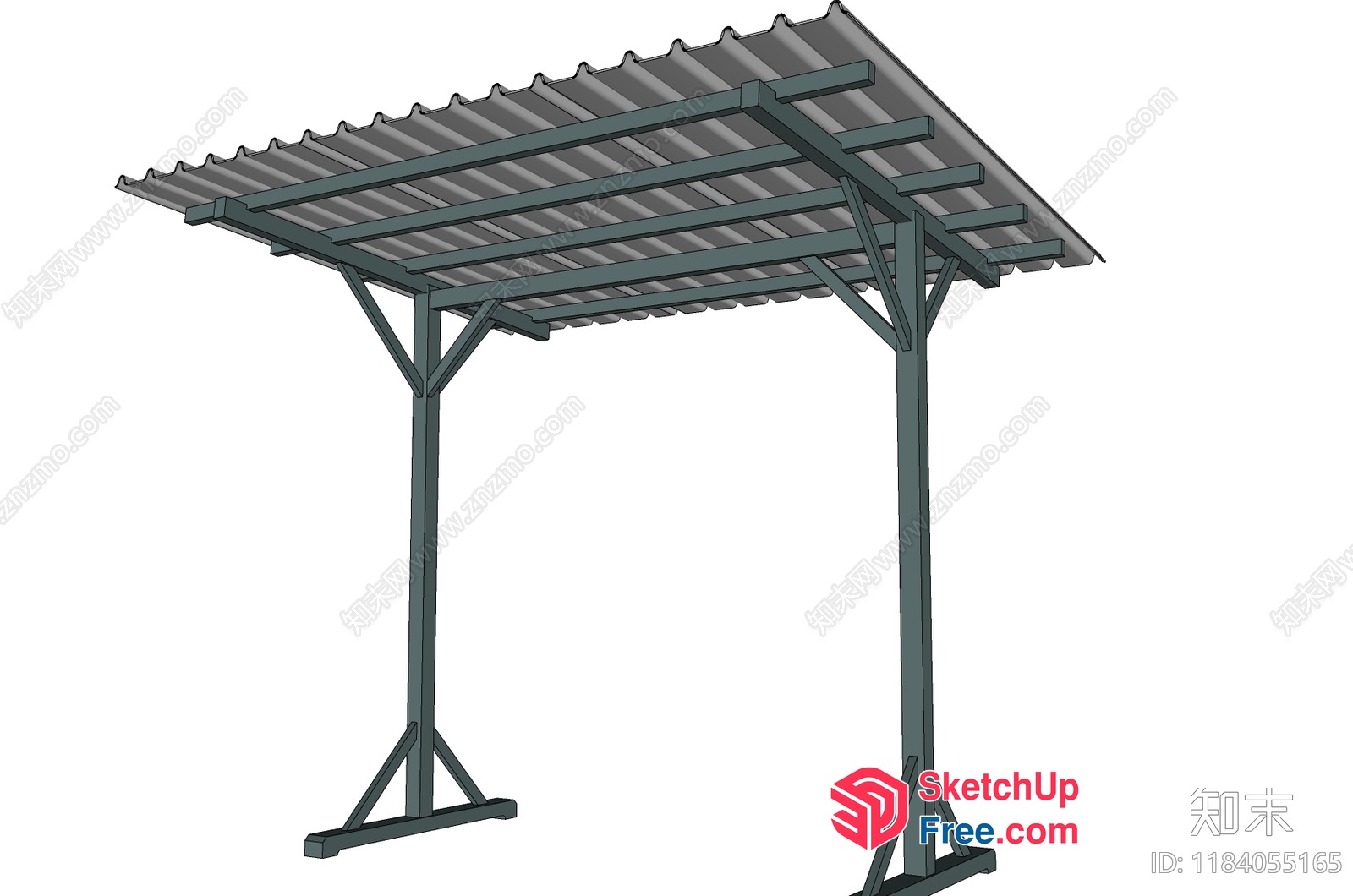 Open-Air Roofed Structure 3D SketchUp File