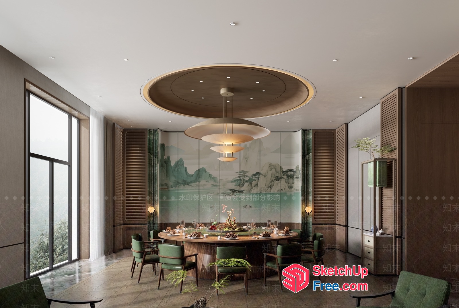Elegant Dining Room With Natural Light And Modern Decor 3D SketchUp File