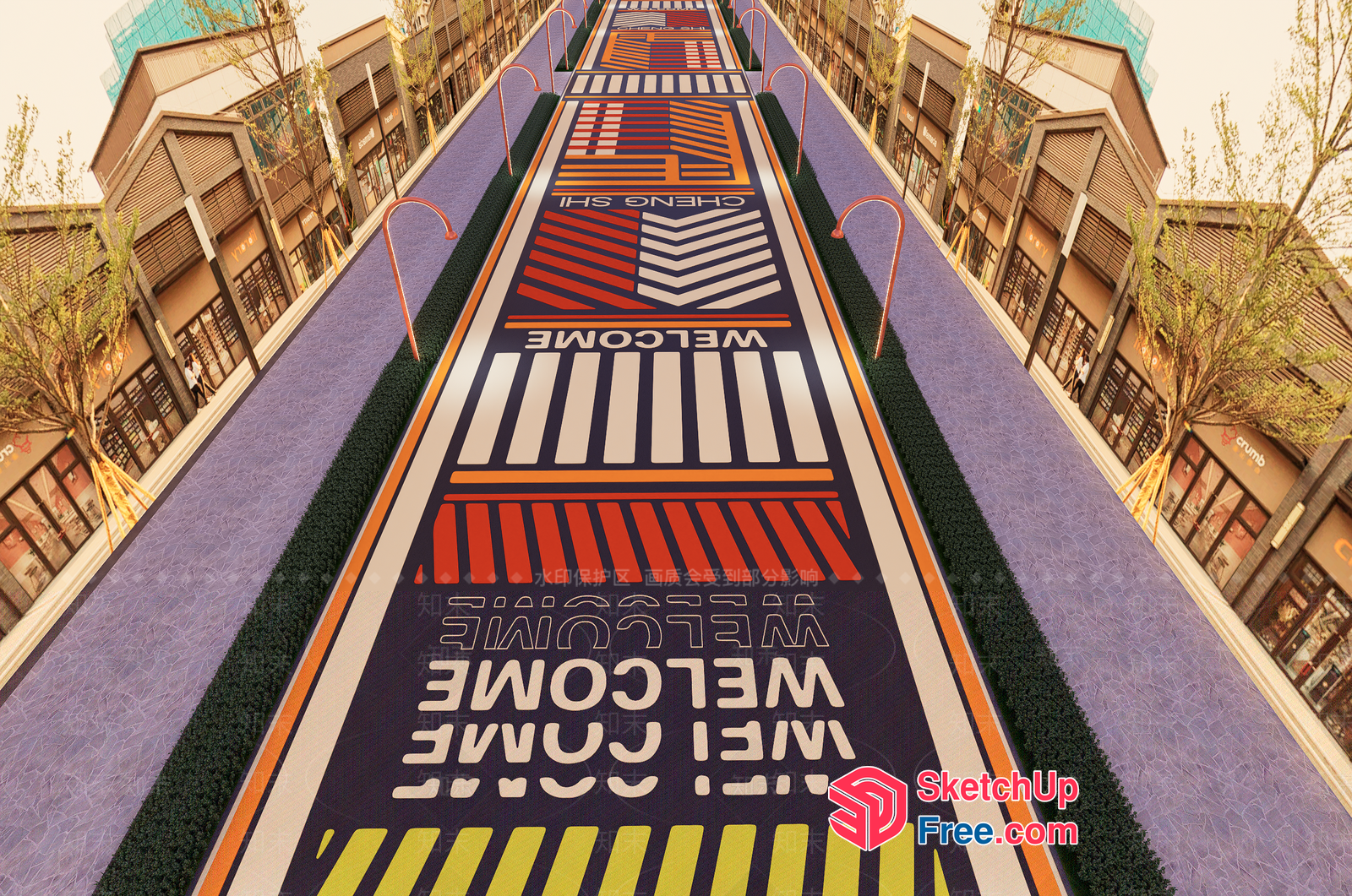 Colorful Welcome Message On A Long Road 3D SketchUp File