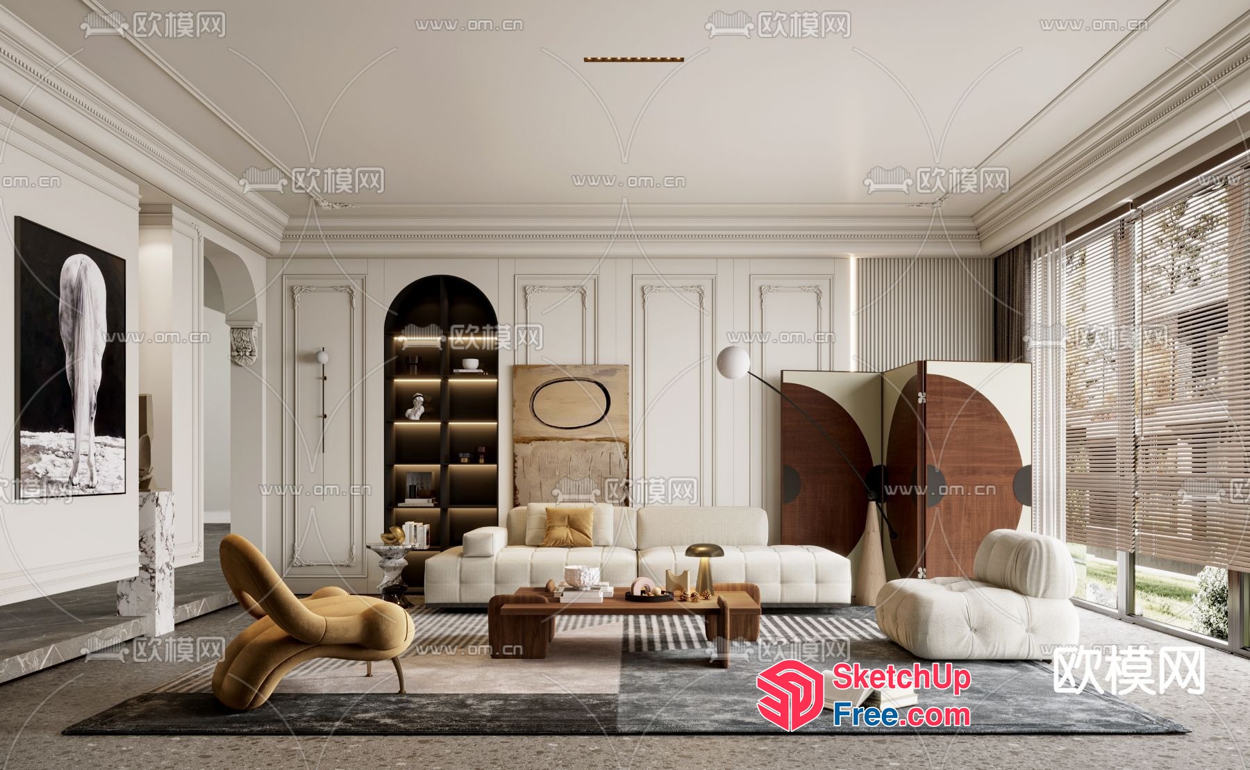 Elegant And Sophisticated Modern Living Room Interior 3D SketchUp File