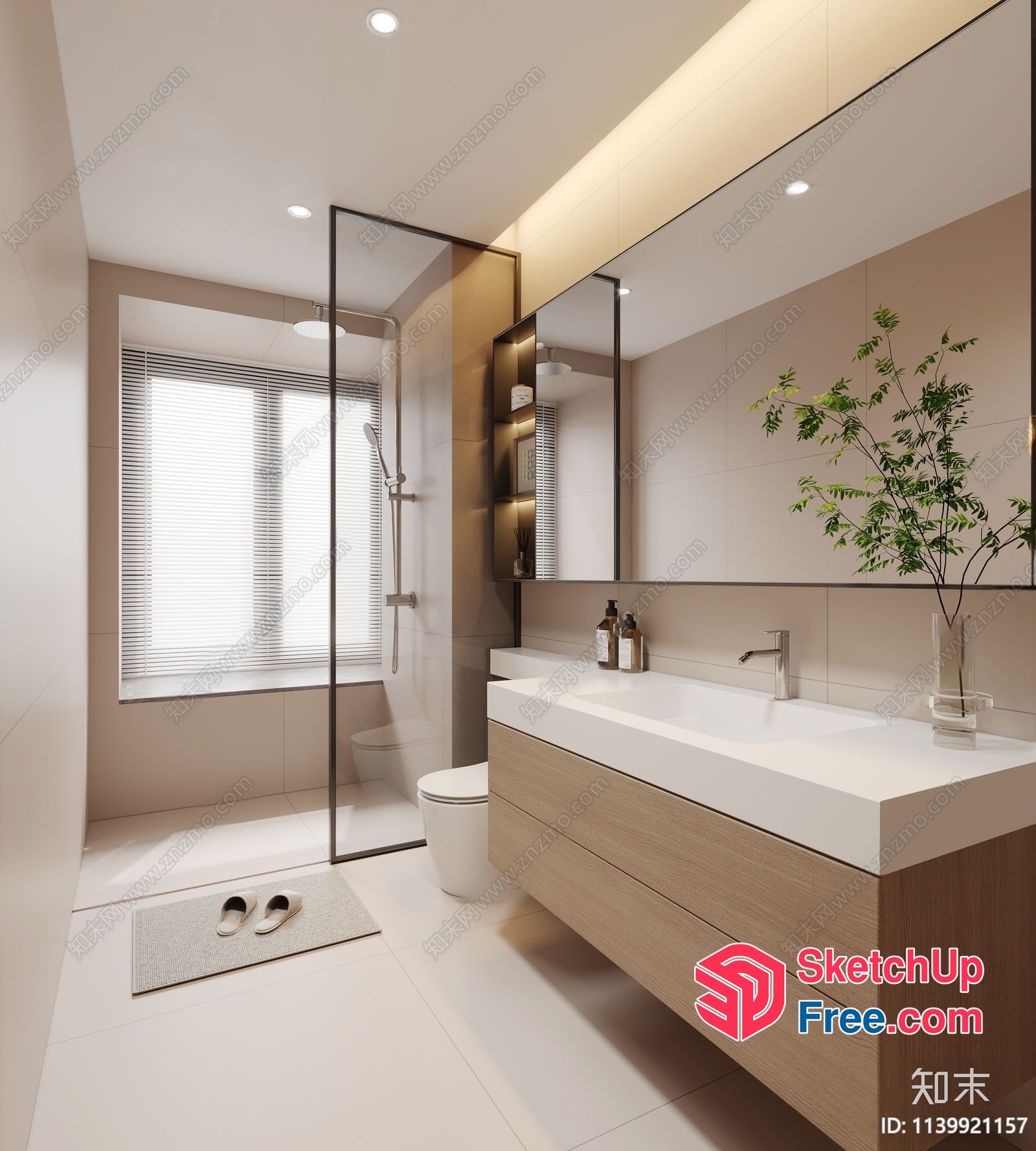 Modern Bathroom With Sleek White And Wood Accents 3D SketchUp File