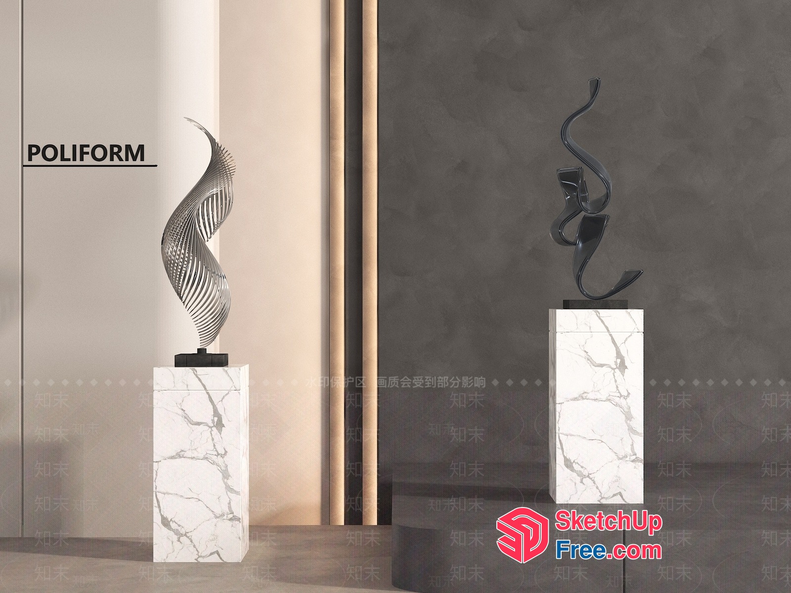Poliform Sculptures In Modern Interior 3D SketchUp File