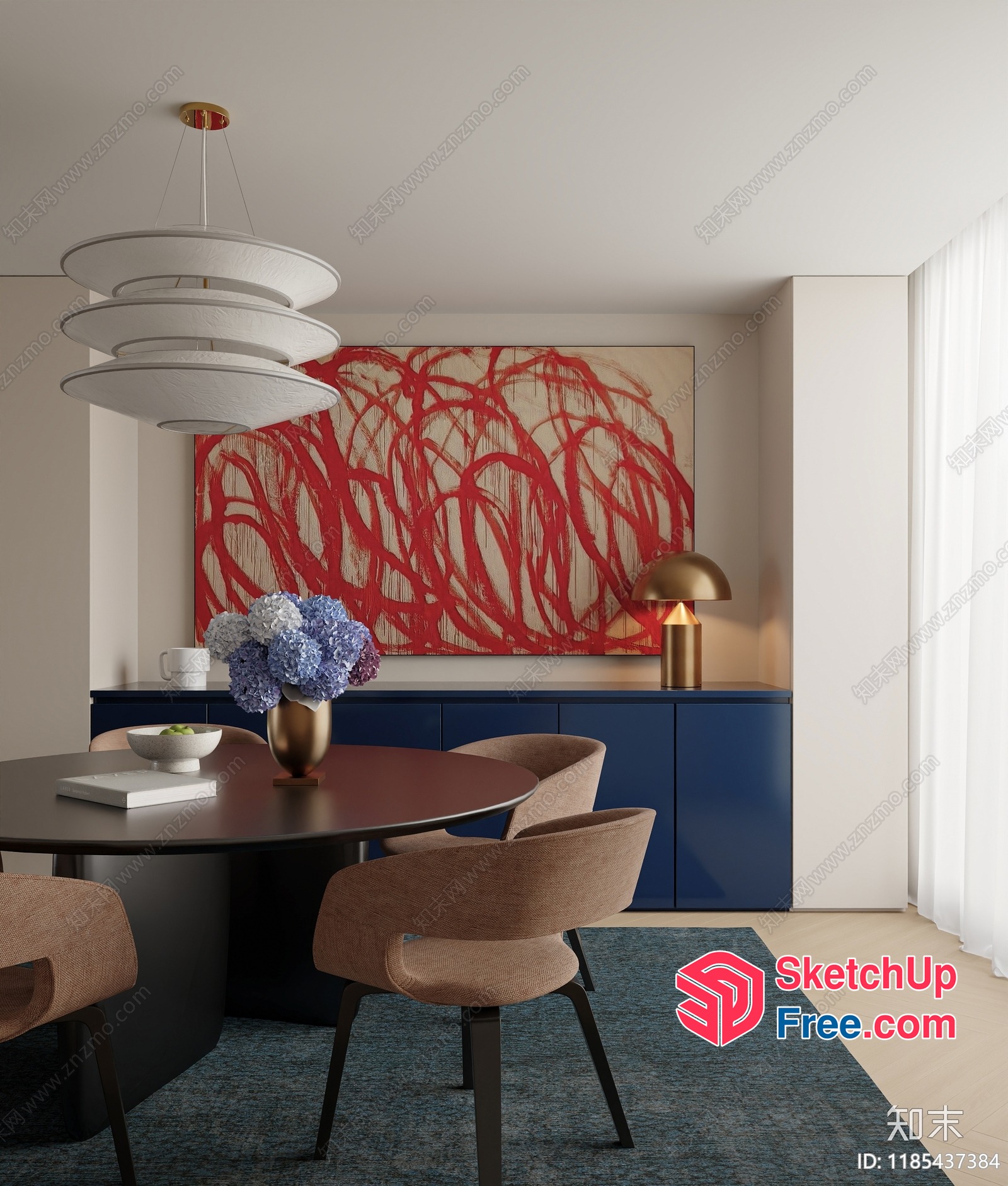 Modern Dining Room With Artwork And Table 3D SketchUp File