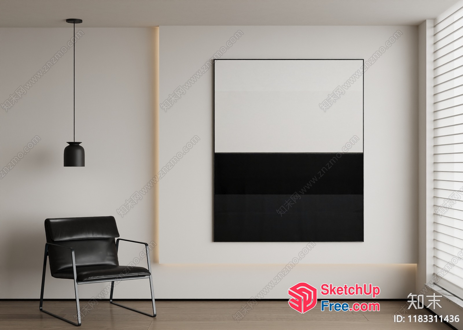 Modern Minimalist Interior Decor With Black And White Theme 3D SketchUp File