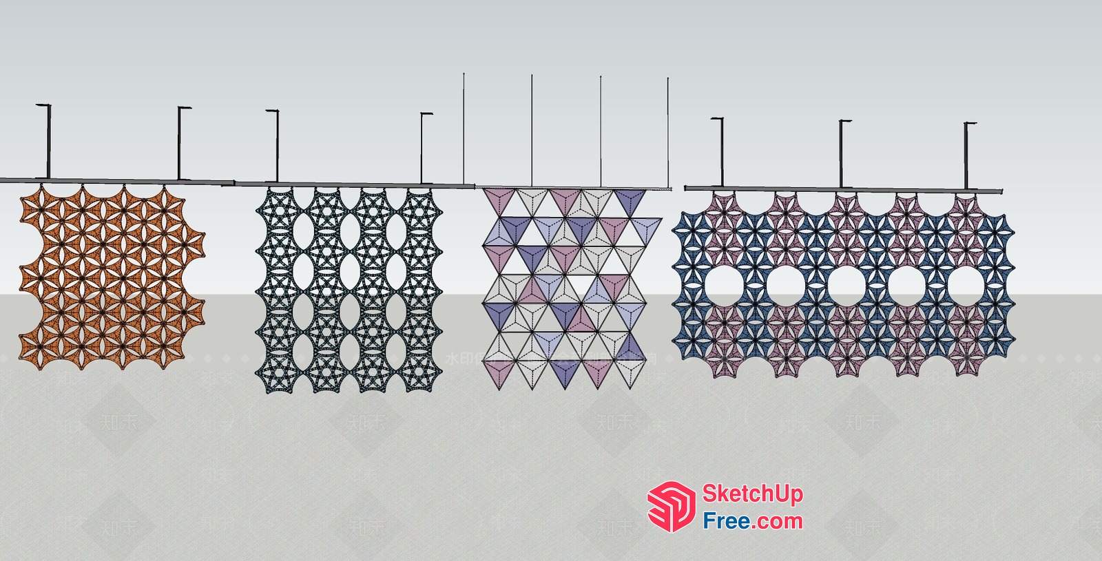 Geometric Patterned Wall Decorations 3D SketchUp File