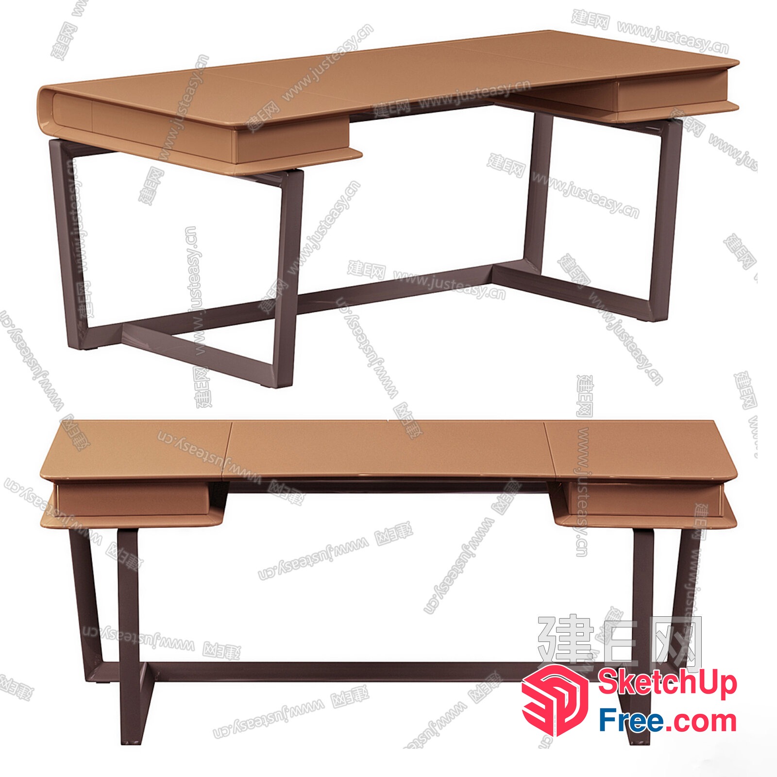 Office Desk With Built-In Shelves And Drawers 3D SketchUp File