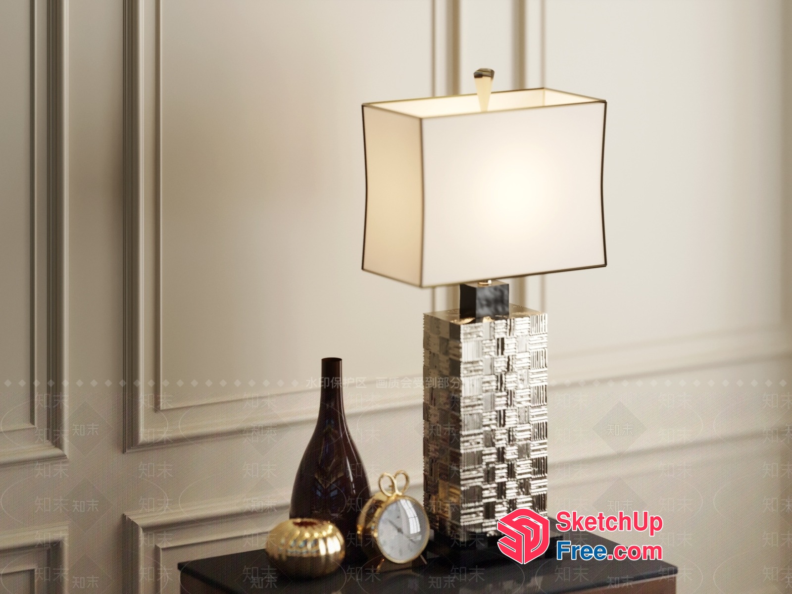 Elegant Table Lamp With Classic Moulding And White Vase 3D SketchUp File
