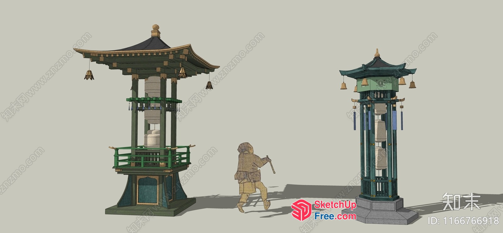 Asian-Inspired Pillars And Canopy 3D SketchUp File