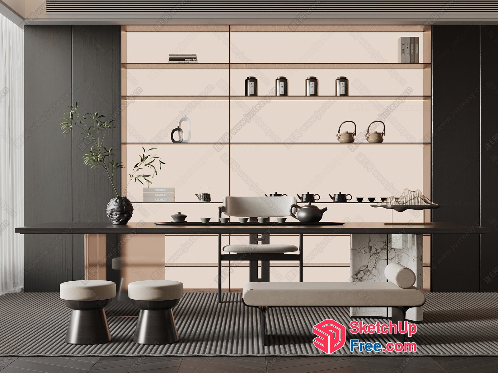 Minimalist Japanese Style Interior Decor 3D SketchUp File