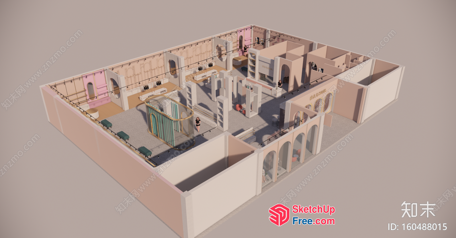 Interior Design Of A Large Room With A Variety Of Furniture And Decorations 3D SketchUp File