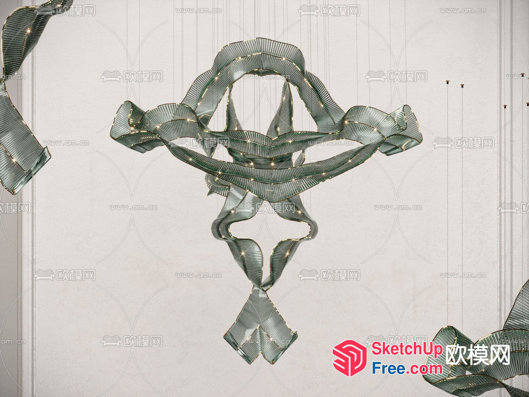 Elegant Modern Metal Lighting Fixture 3D SketchUp File